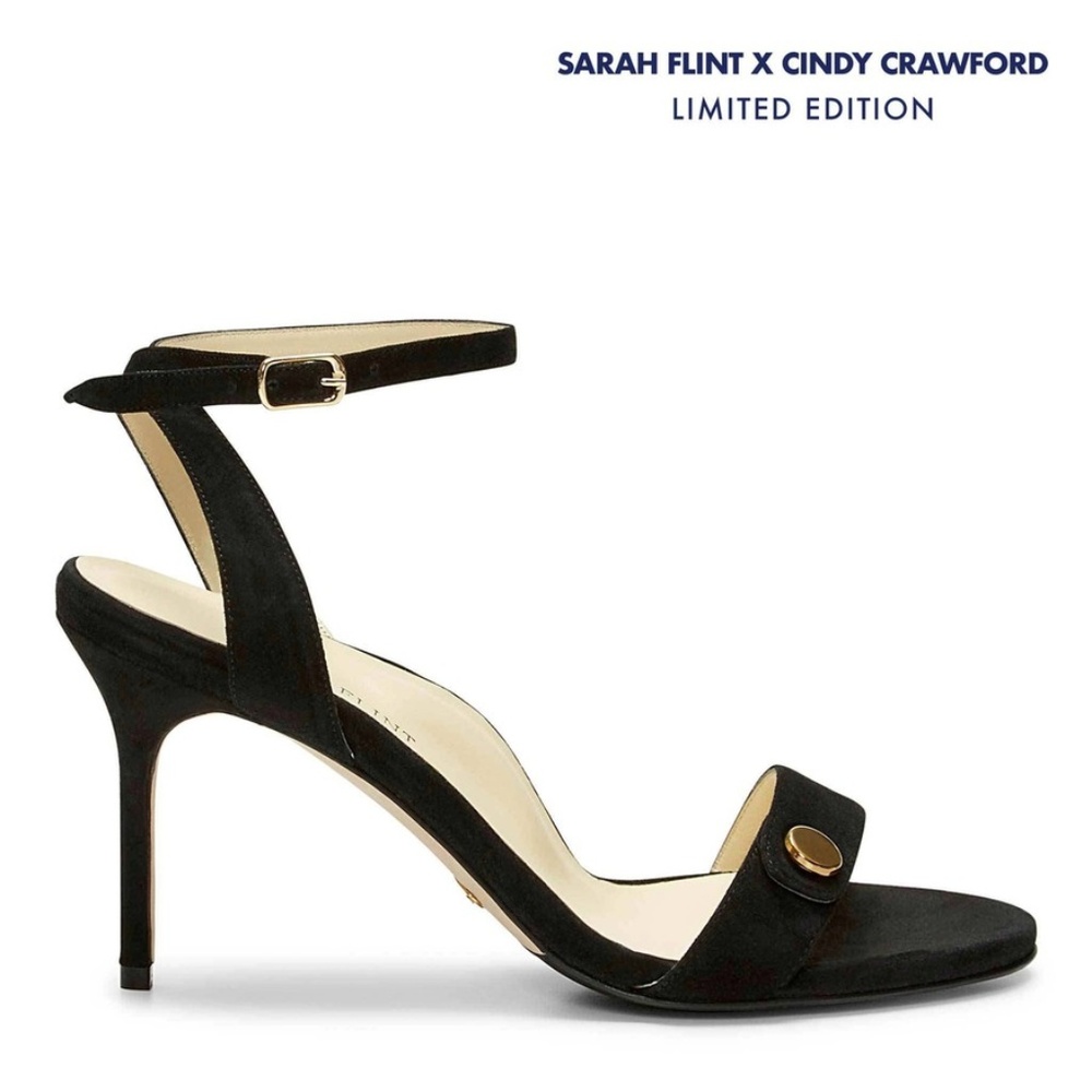 Sarah Flint Jet Set 85 Sandal, black suede, sz 38